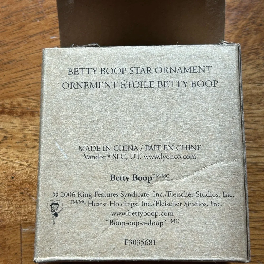 Betty Boop Star Ornament Collectable Christmas Tree Decoration New in Box